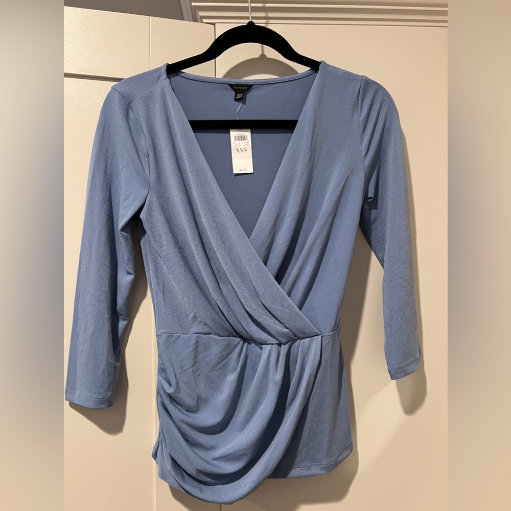 Anne Taylor Drape Crossover Top